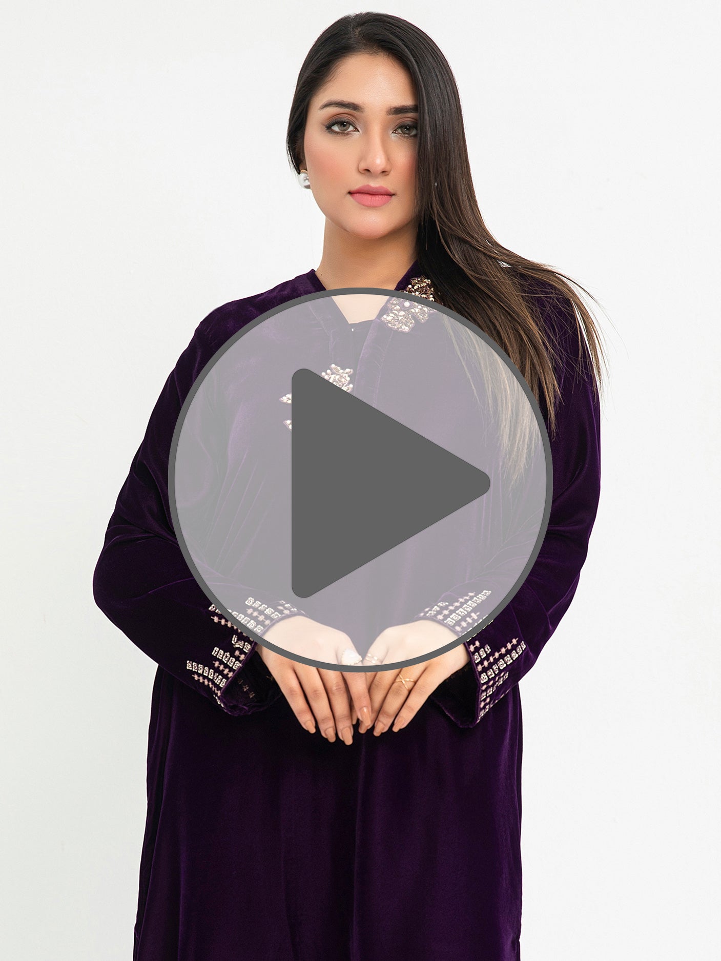 2 Piece Velvet Suit-Embroidered(Pret)