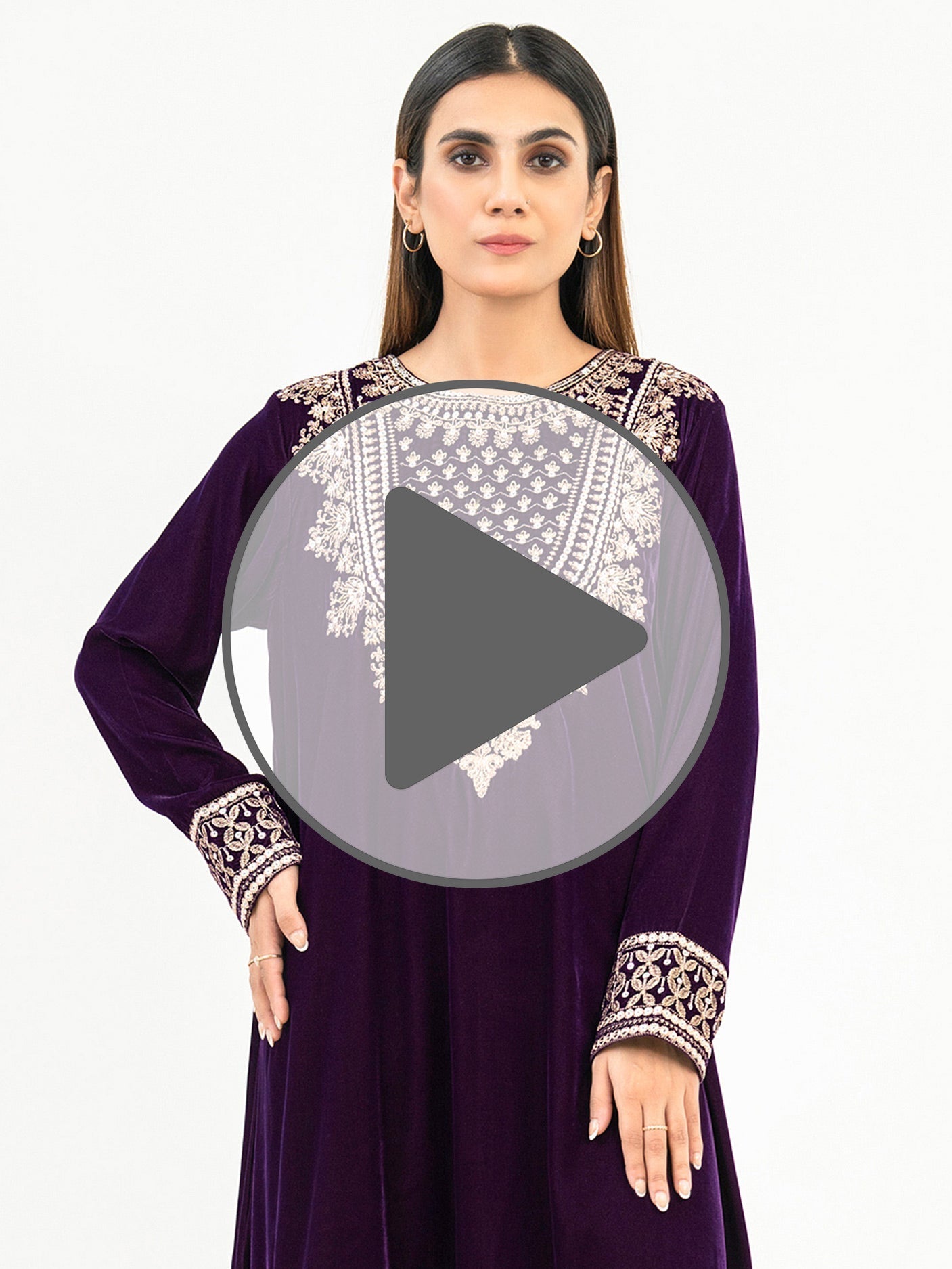 2 Piece VelvetSuit-Embroidered (Pret)