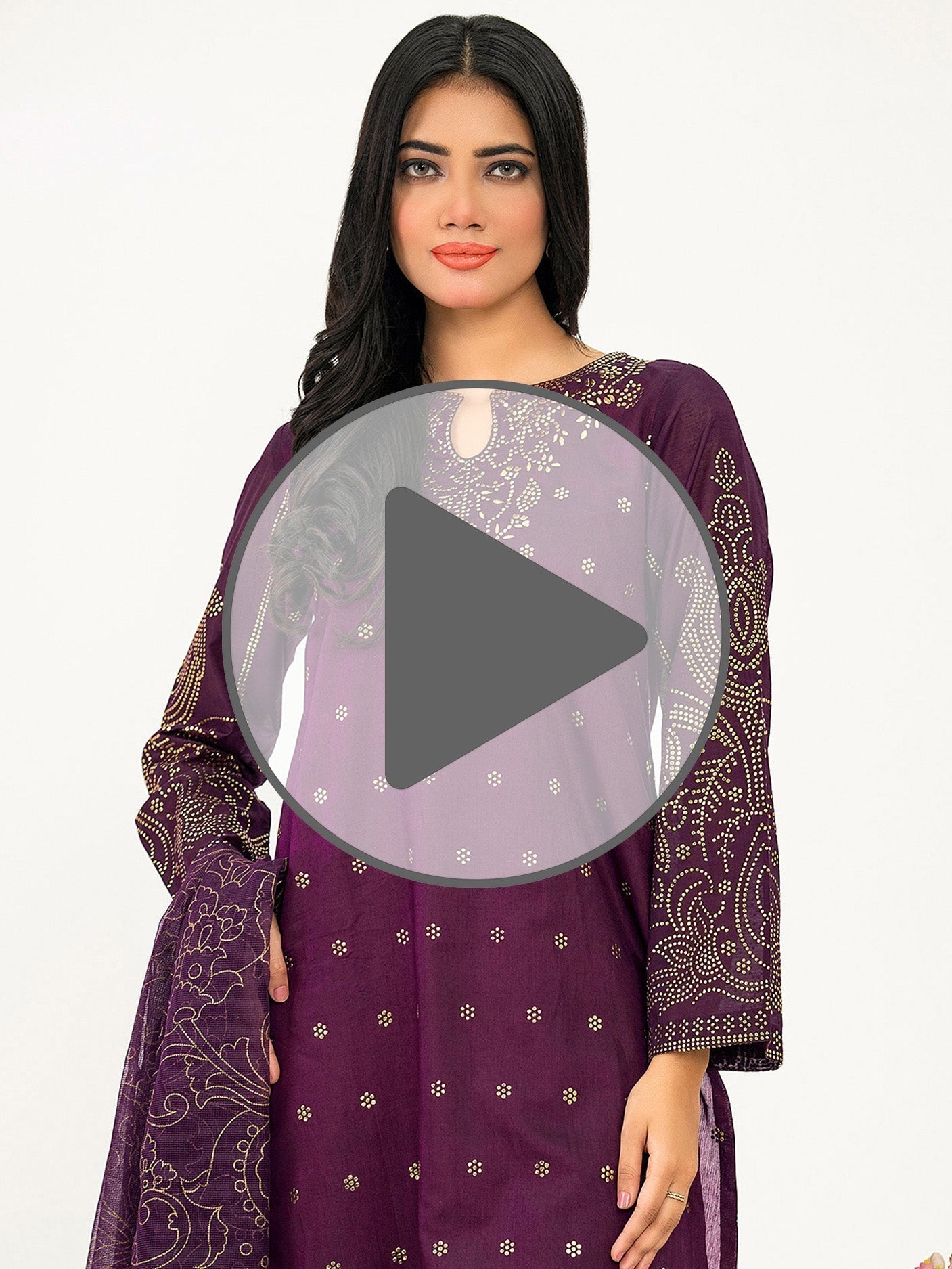 3 Piece Raw Silk Suit-Embellished (Pret)