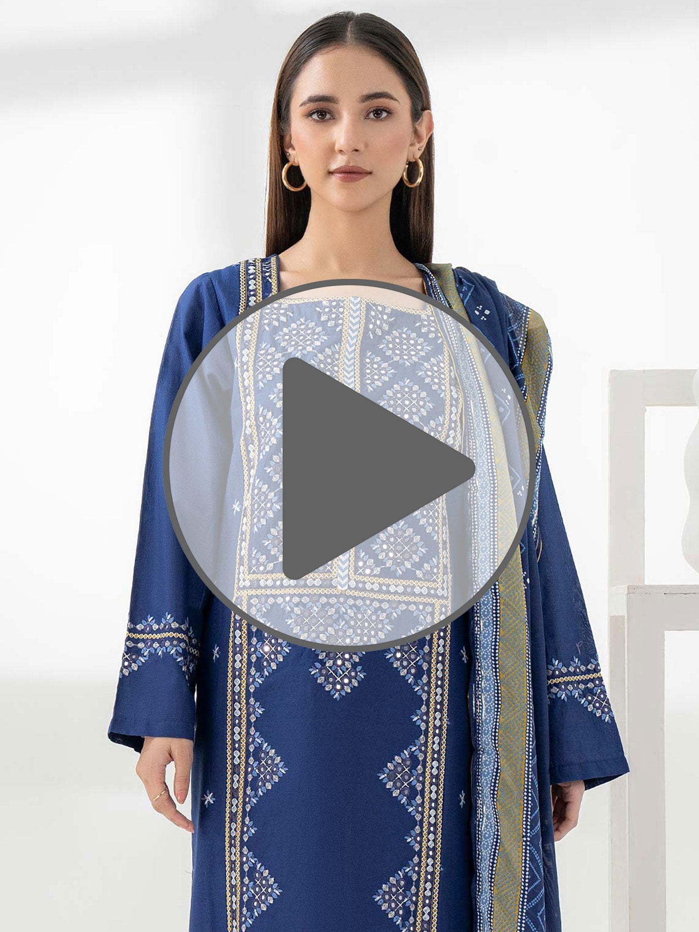 3 Piece Cambric Suit-Embroidered (Pret)