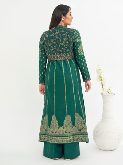 3 Piece Jacquard Suit-Embroidered(Pret)