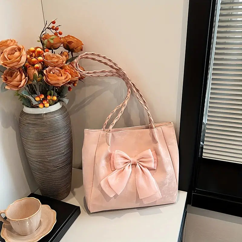 Influencer Student Bow Large Bag 2024 New Fashionable Versatile Women's Crossbody Shoulder Bag