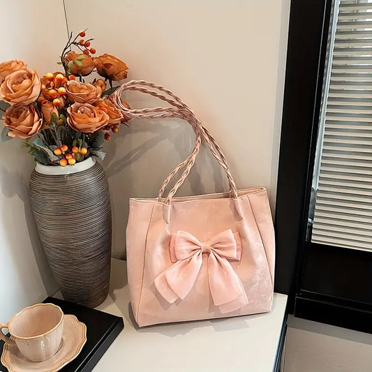 Influencer Student Bow Large Bag 2024 New Fashionable Versatile Women's Crossbody Shoulder Bag