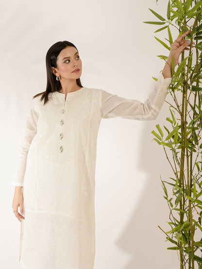 Cotton Net Shirt-Embroidered (Pret)