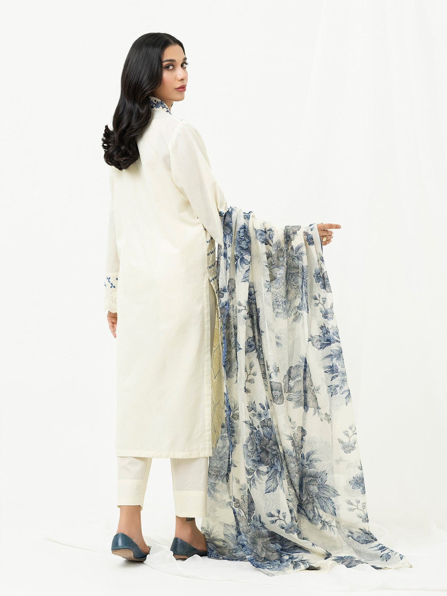 3 Piece Cambric Suit-Embroidered (Pret)