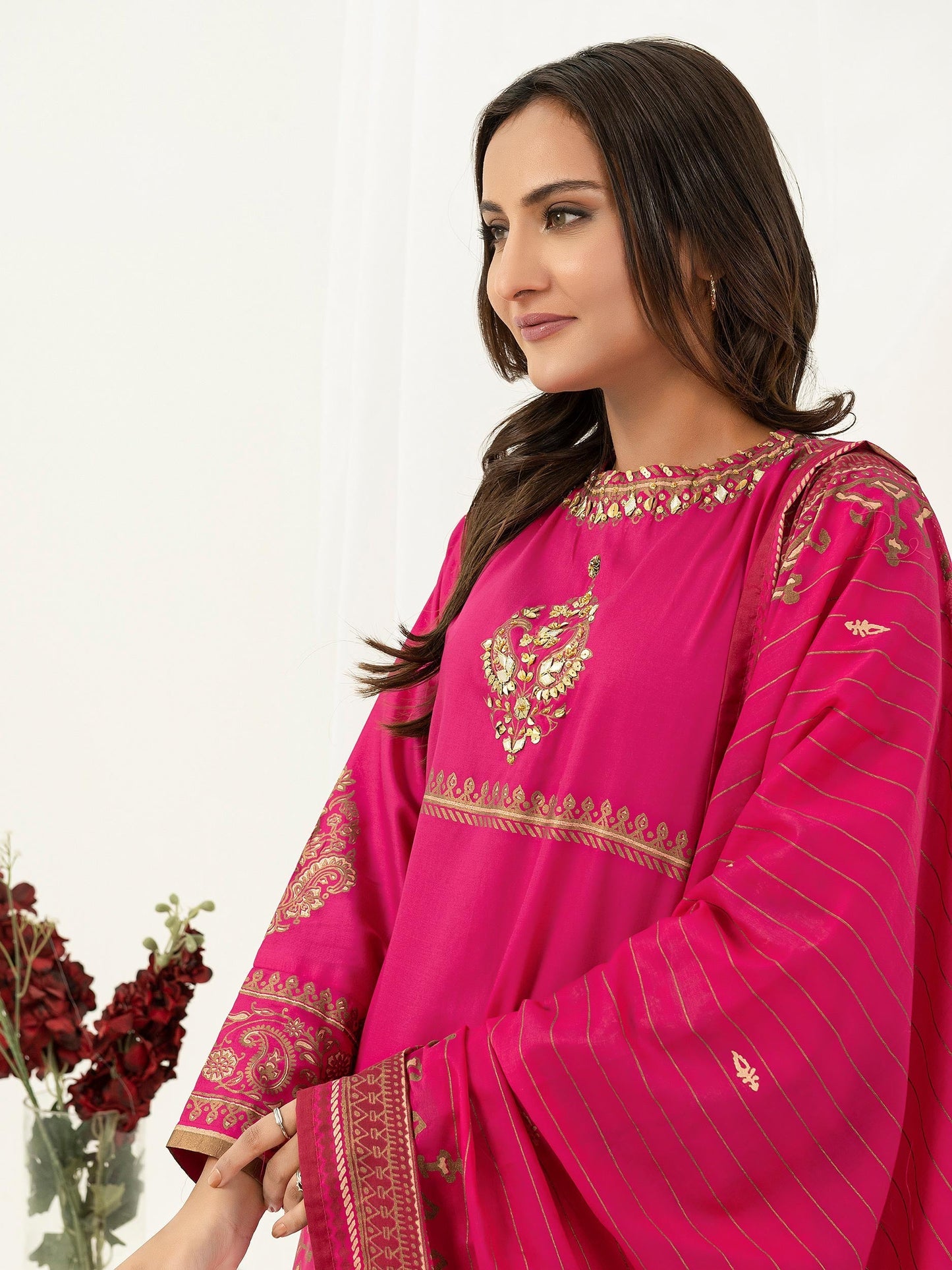 2 Piece Satin Suit-Pasted (Pret)