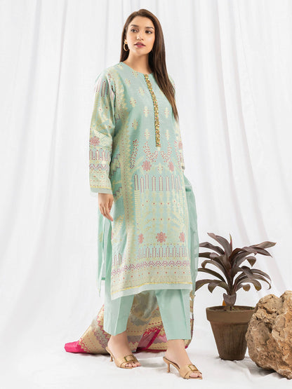 3 Piece Jacquard Suit-Embroidered (Pret)