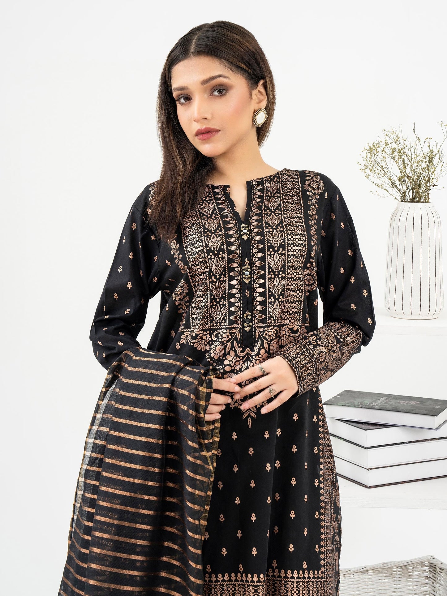 3 Piece Lawn Suit-Paste Print (Pret)