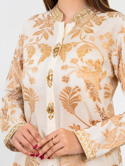 2 Piece Jacquard Suit-Embellished (Pret)