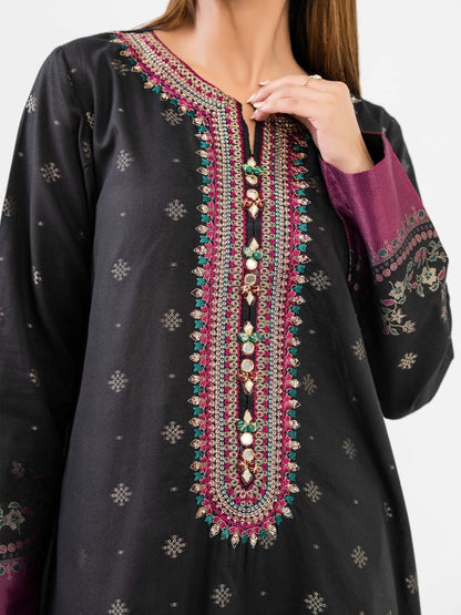 3 Piece Jacquard Suit-Embroidered (Pret)