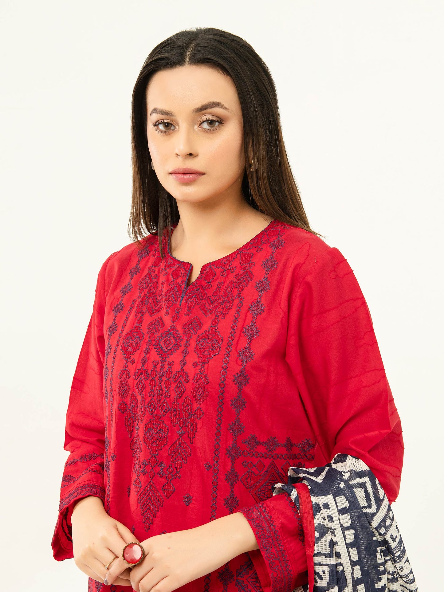 3 Piece Jacquard Suit-Embroidered (Pret)