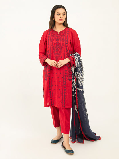 3 Piece Jacquard Suit-Embroidered (Pret)