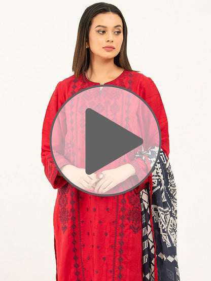 3 Piece Jacquard Suit-Embroidered (Pret)