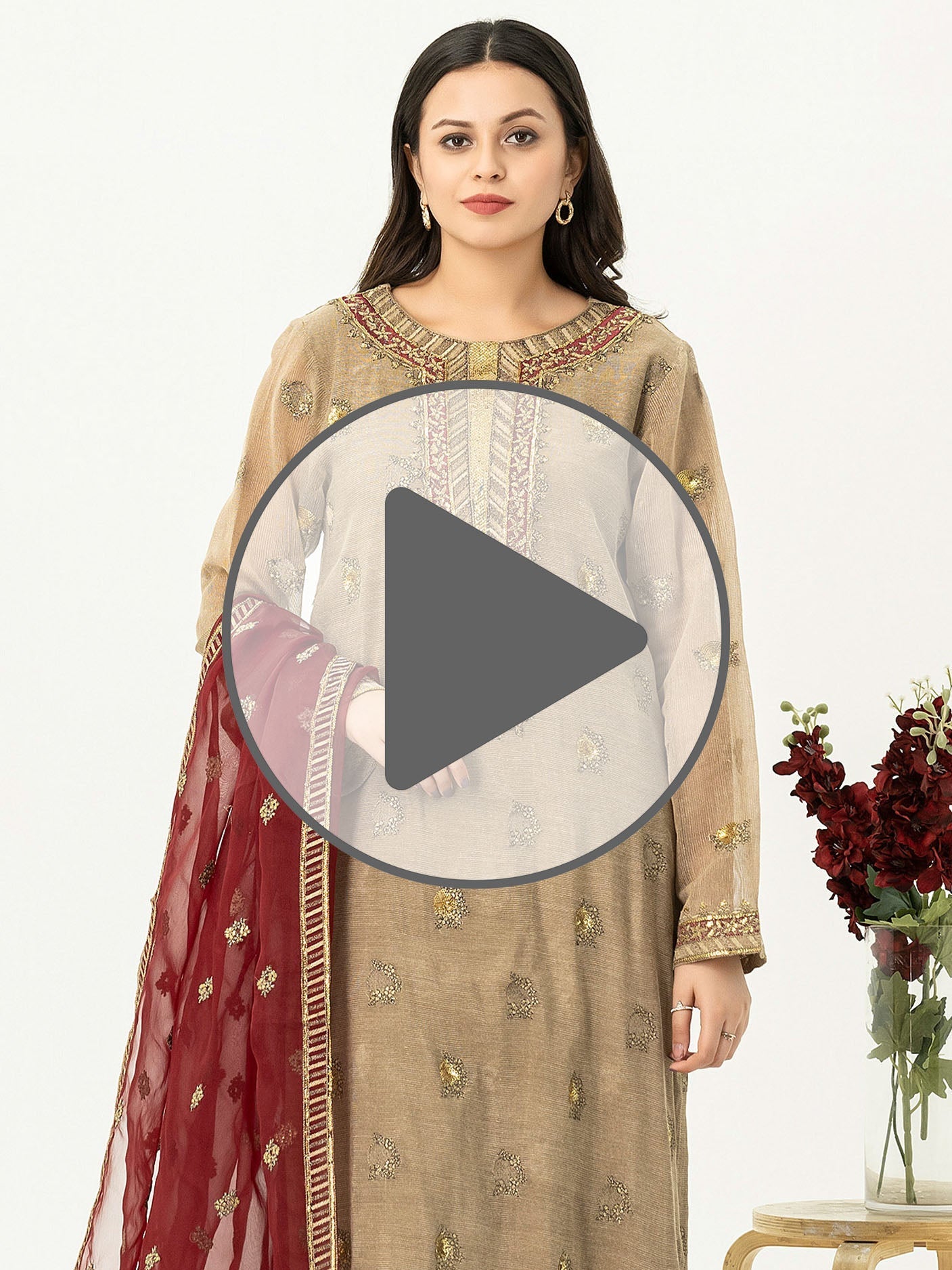 3 Piece Cotton Net Suit-Embroidered (Pret)