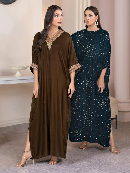 Velvet Kaftan-Embroidered(Pret)