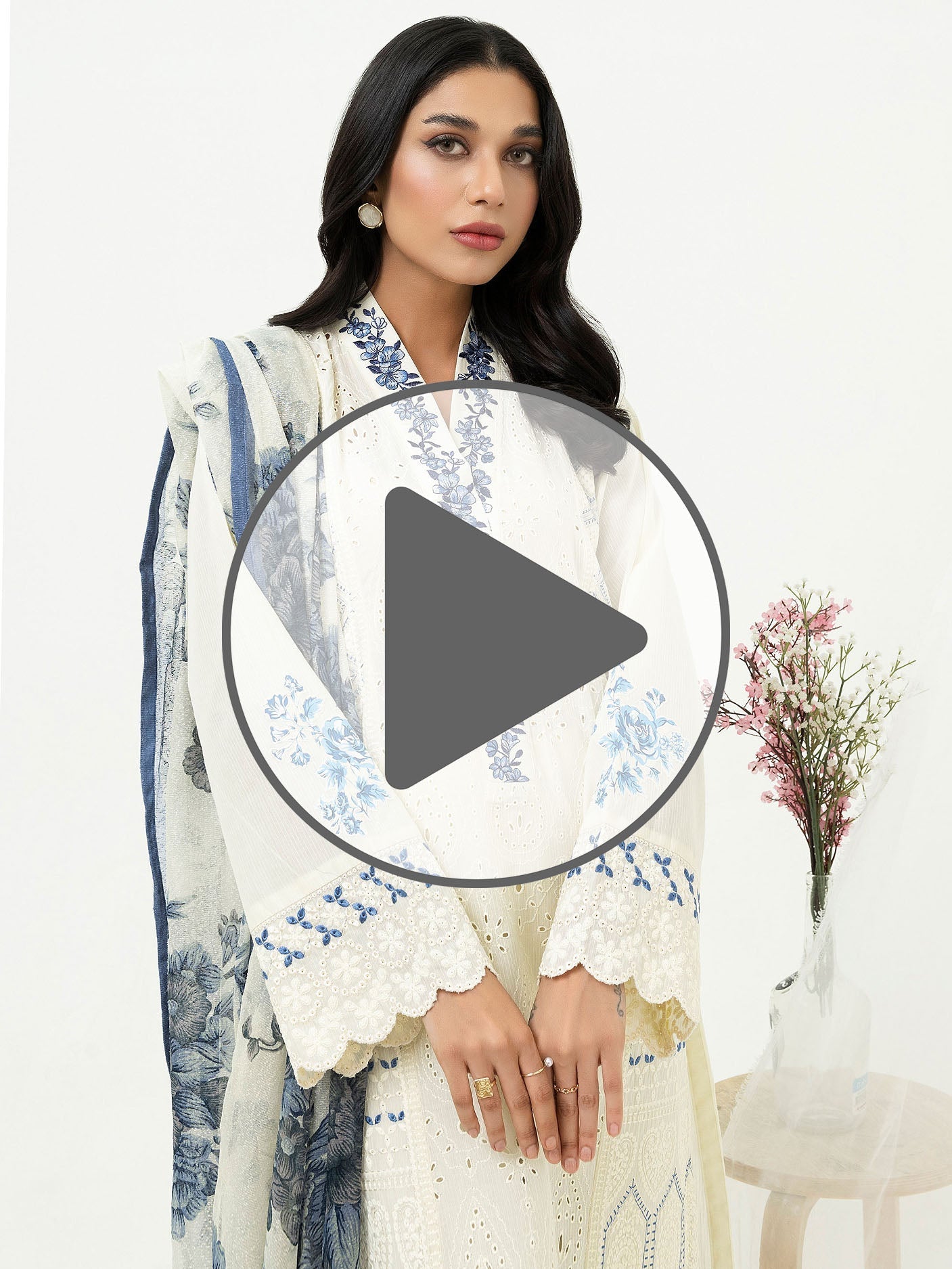 3 Piece Cambric Suit-Embroidered (Pret)