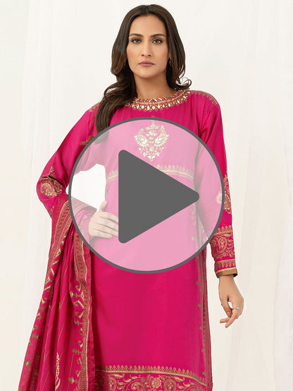 2 Piece Satin Suit-Pasted (Pret)