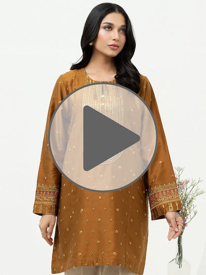 Satin Shirt-Embroidered (Pret)