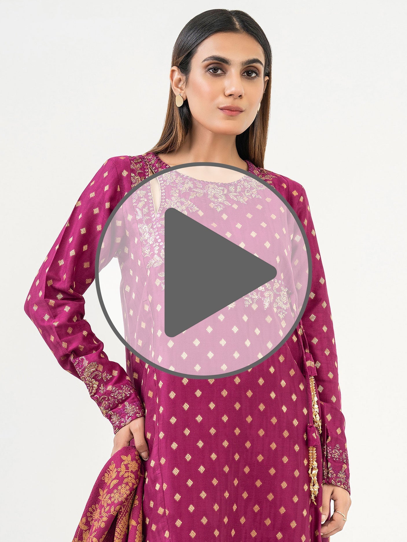 3 Piece Jacquard Suit-Embroidered (Pret)