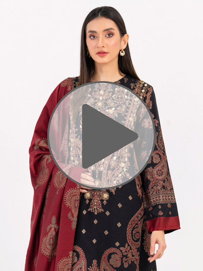 2 Piece Winter Jacquard Suit-Embellished(Pret)