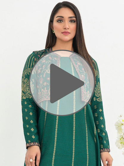 3 Piece Jacquard Suit-Embroidered(Pret)