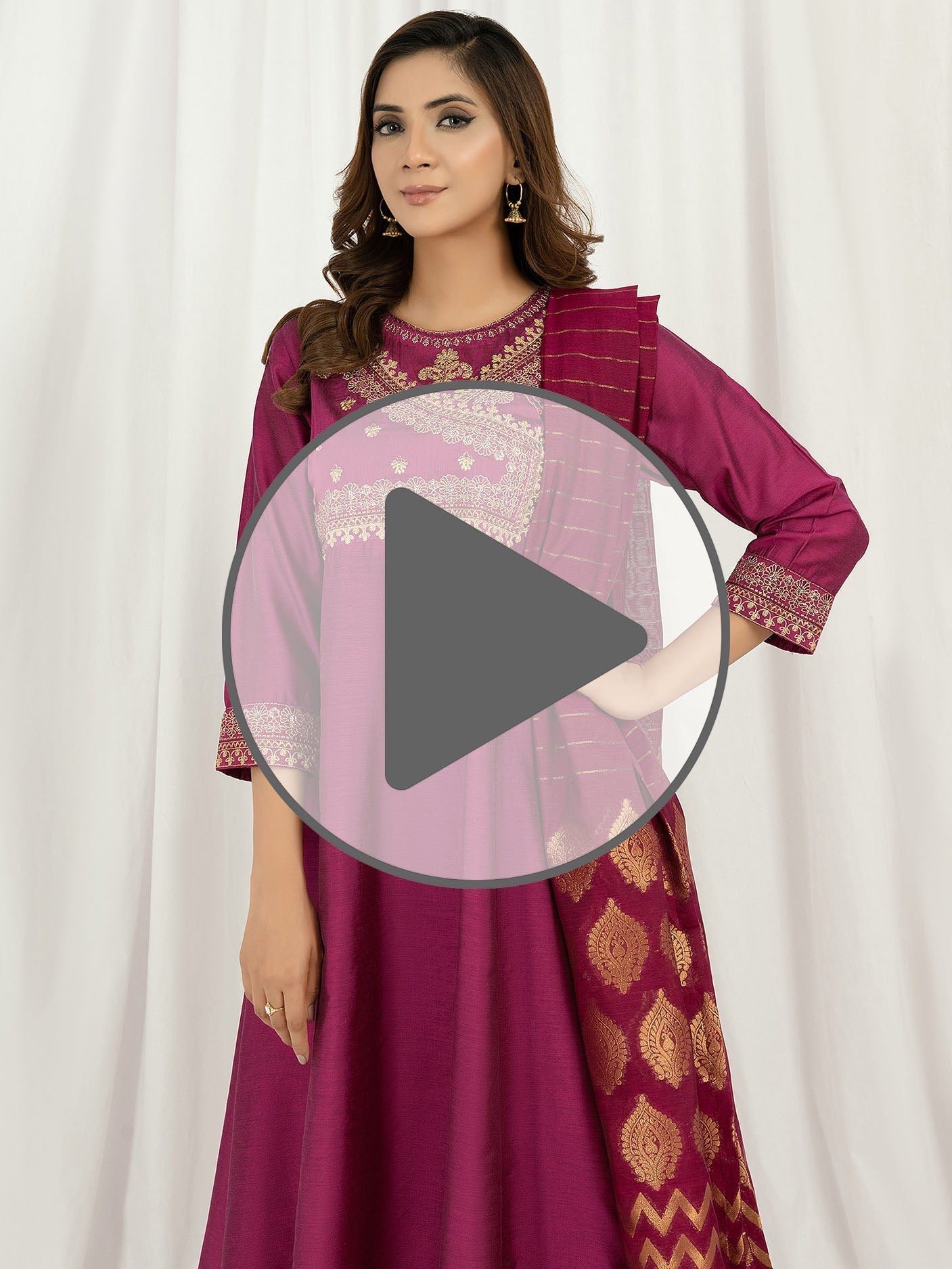 3 Piece Raw Silk Suit-Embroidered (Pret)