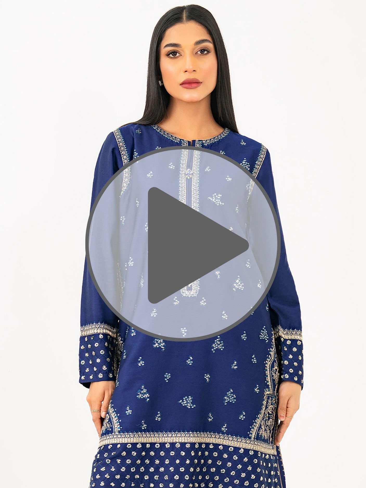 2 Piece Satin Suit-Embroidered (Pret)