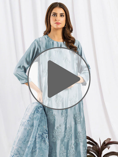 3 Piece Silk Suit-Embroidered (Pret)