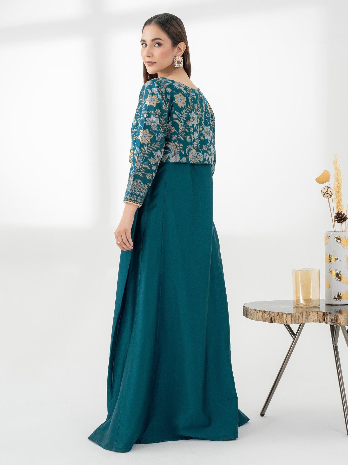 Satin Shirt With Bolero-Embellished (Pret)