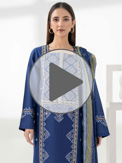 3 Piece Cambric Suit-Embroidered (Pret)