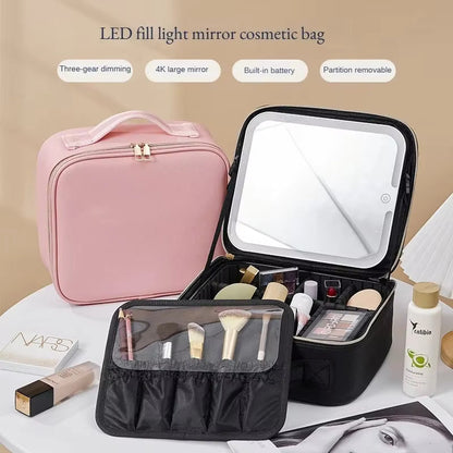 Makeup Bag with Smart LED Mirror Images may