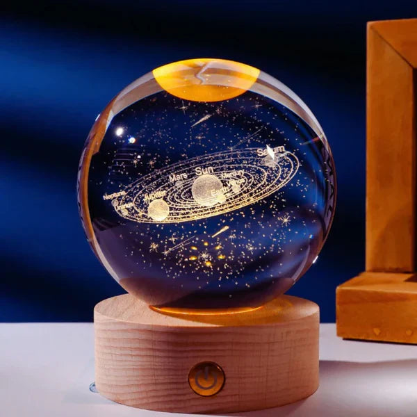 3D crystal Glowing Light Planets